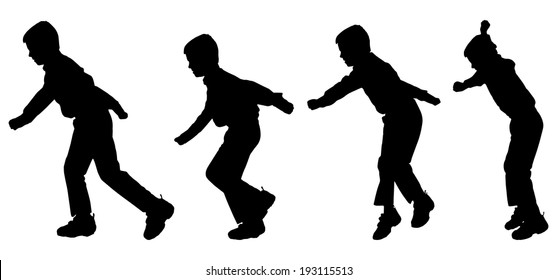 Vector silhouette of a boy on a white background.