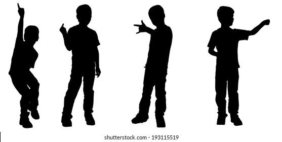 Vector silhouette of a boy on a white background.