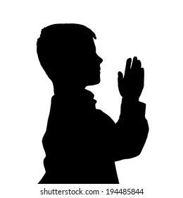 Vector silhouette of boy on a white background.