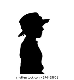 Vector silhouette of a boy on a white background.