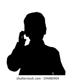 Vector silhouette of a boy on a white background.
