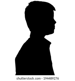 Vector silhouette of boy on a white background.