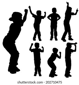 Vector silhouette of boy on a white background.