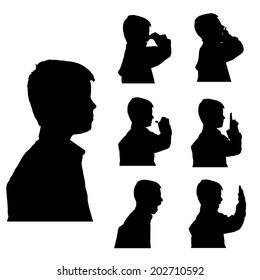 Vector silhouette of boy on a white background.