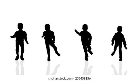 Vector silhouette of a boy on a white background.
