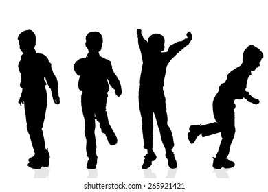 Vector silhouette of a boy on a white background.