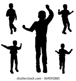 Vector silhouette of the boy on a white background.