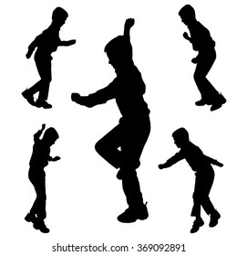 Vector silhouette of the boy on a white background.
