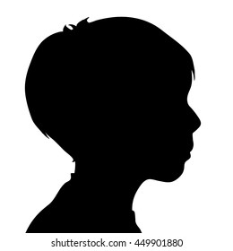 Vector silhouette of boy on white background.