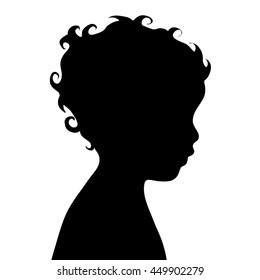 Vector silhouette of boy on white background.