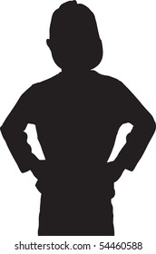 Vector Silhouette of boy standing with hands on hips
