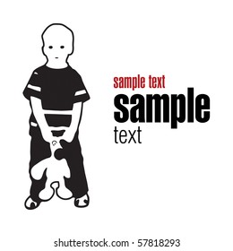 vector silhouette boy with toy