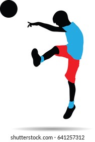 Vector silhouette boy who kick the ball