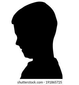 Vector silhouette of a boy's head on a white background.