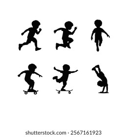 Vector Silhouette of Boys Various Dynamic Pose