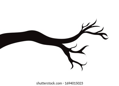 Vector silhouette of branch on white background. Symbol of nature.
