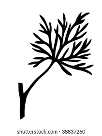 vector silhouette of the branch of the plant on white background