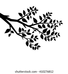 Vector Silhouette Branch Tree On White Stock Vector (Royalty Free ...