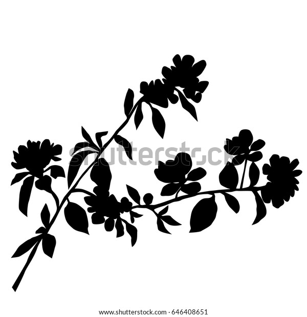 Vector Silhouette Branches Apple Trees Flowers Stock Vector (Royalty ...