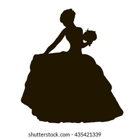 vector silhouette of the bride,wedding