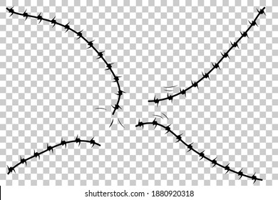 Vector Silhouette Broken Barricade from Barbed Wire, Suitable Illustration for demonstration or protest