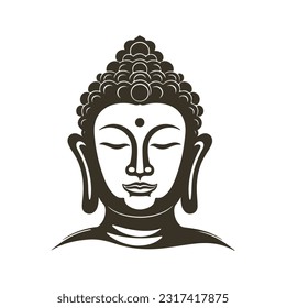 Silueta vectorial del dibujo de línea de Buda. Esbozo de la estatua de buddah meditante. Ilustración del vector aislada en blanco