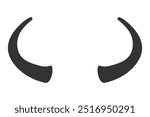 Vector silhouette of buffalo horns isolated on white