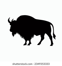 Vector Silhouette of Buffalo, Strong Buffalo Illustration for Wildlife and Nature Themes