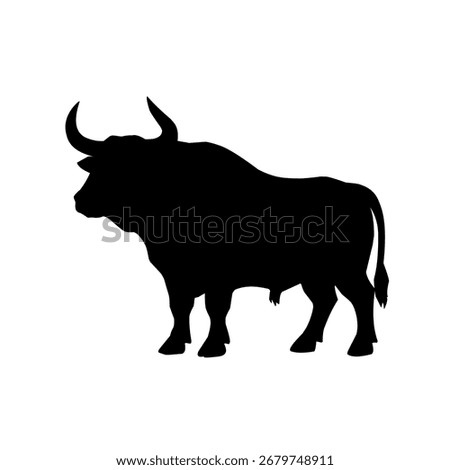 Vector silhouette of a bull standing strong. Black animal design ideal for logo, farm theme, livestock illustration, ranch branding, or graphic identity