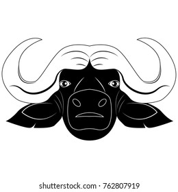 Vector silhouette of bull's head for retro logos, emblems, badges, labels template and t-shirt vintage design element. Isolated on white background
