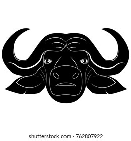 Vector silhouette of bull's head for retro logos, emblems, badges, labels template and t-shirt vintage design element. Isolated on white background