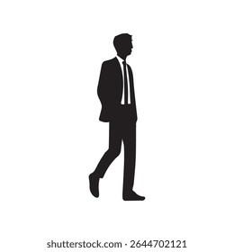 Vector silhouette of business man,profile,black color isolated on white background.vector illustration