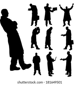 Vector silhouette of business people on a white background.