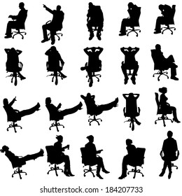 Vector silhouette of business people on a white background.