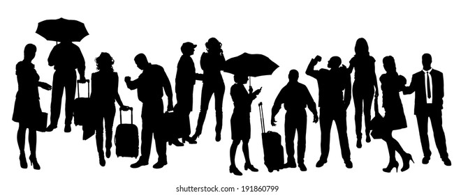 Vector Black Silhouette Family On White Stock Vector (Royalty Free ...