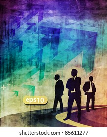 vector silhouette of a businessman deciding the right way,