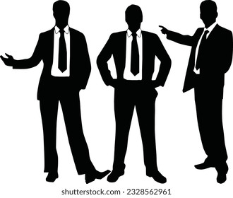 Vector silhouette of businessman office people