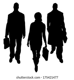 Vector silhouette of businessman on a white background.