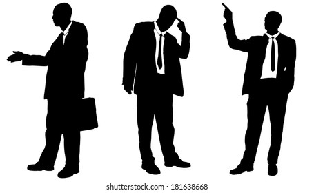 Vector silhouette of businessman on a white background.