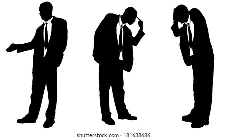 Vector silhouette of businessman on a white background.