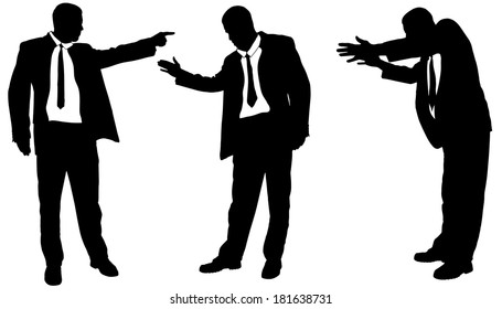 Vector silhouette of businessman on a white background.