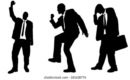 Vector silhouette of businessman on a white background.