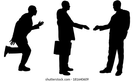 Vector silhouette of businessman on a white background.