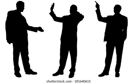 Vector silhouette of businessman on a white background.