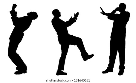 Vector silhouette of businessman on a white background.