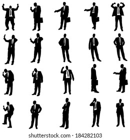 Vector silhouette of businessman on a white background.