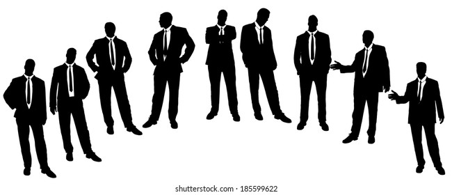 Vector silhouette of businessman on a white background.