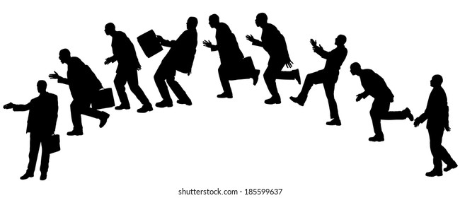 Vector silhouette of businessman on a white background.