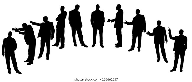 Vector silhouette of businessman on a white background.
