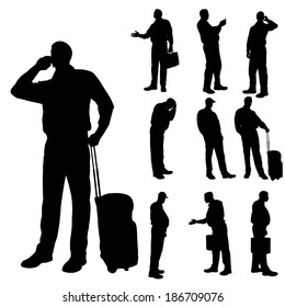 Vector silhouette of businessman on a white background.
